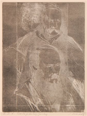 Markus Vallazza Maxim Gorki e Dostojewski, 1981;Acquaforte, 23,8 x 17,8 cm,...