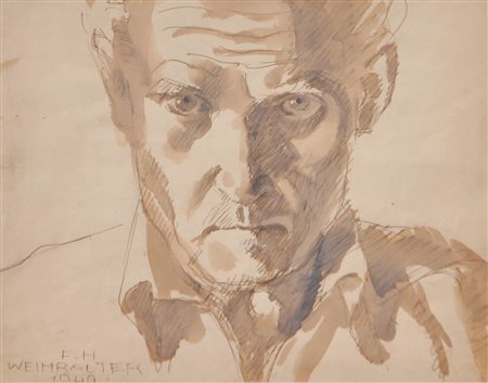 Herbert Weihrauter Ritratto maschile, 1940;China acquerellata, 23 x 28,5 cm,...
