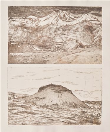 Linda Wolfsgruber Montagne, 2001;2 acqueforti su un foglio, ciascuno 20 x 32...