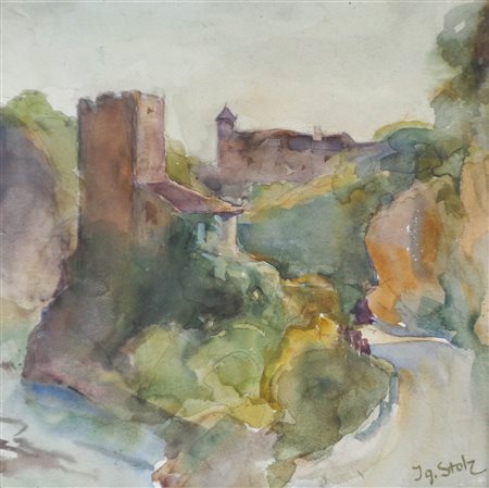 Ignaz Stolz (Bozen/Bolzano 1868 - Lana 1953) Castel Novale e Castel Roncolo...