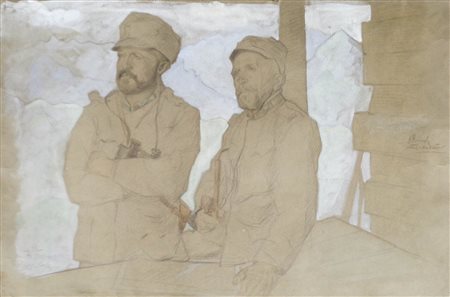 Rudolf Stolz (Bozen/Bolzano 1874 - Sexten/Sesto 1960) Due Standschützen di...