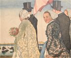Carl Moser Matrimonio in Bretagna, 1922;Xilografia a colori, 42,5 x 54,5 cm,...