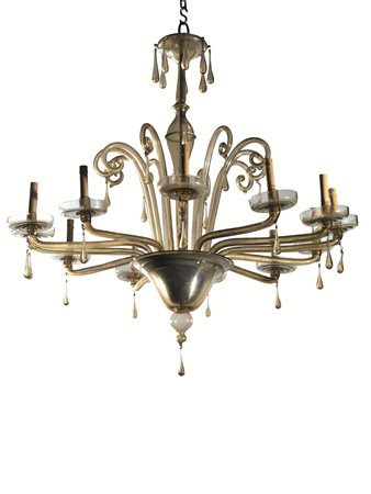 LAMPADARIOProduzione: Venini, anni Trentain vetro giallo, a dodici luci, la...
