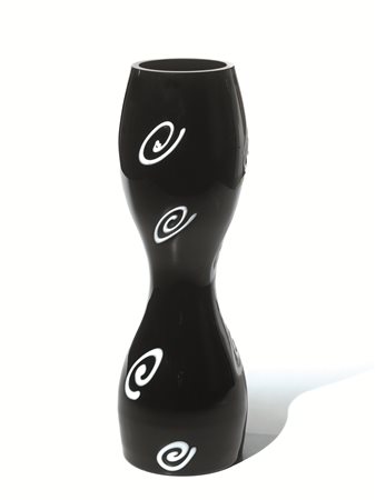 VASOProduzione: Barovier & Tosoin vetro nero decorato da spirali bianche,...