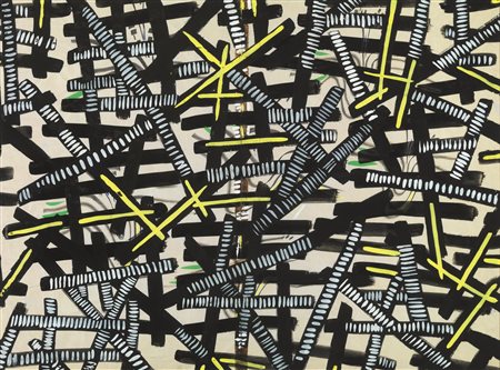 Gianni Dova(Roma 1925 - Milano 1991)DISEGNO PER TESSUTO"CONTRASTI"tempera su...