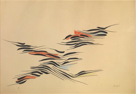 Roberto Crippa(Milano 1921 - Bresso 1972)DISEGNO PER TESSUTOtempera su...