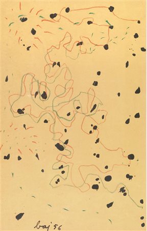 Enrico Baj(Milano 1924 - 2003)DISEGNO PER TESSUTOpastelli e tempera su carta...