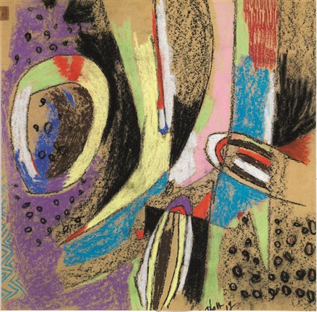 Gianni Dova(Roma 1925 - Milano 1991)DISEGNO PER TESSUTOpastello su carta, cm...