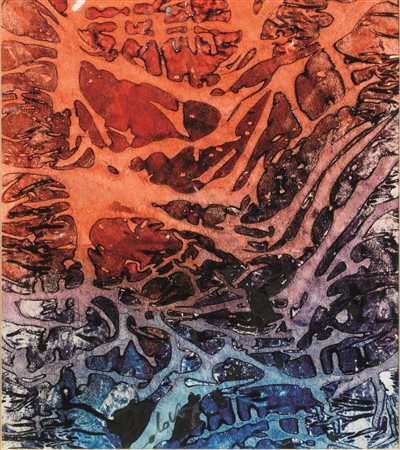 Gianni Dova(Roma 1925 - Milano 1991)DISEGNO PER TESSUTOtempera e acrilici su...