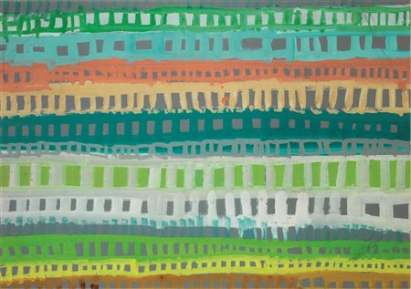 Ettore Sottsass(Innsbruck 1917 - Milano 2007)DISEGNO PER TESSUTOtempera su...