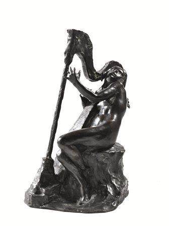 Edmondo Furlan (Milano secc. XIX - XX)SUONATRICE D' ARPAscultura in...