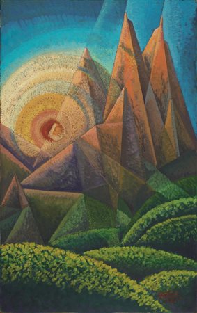 Gerardo Dottori(Perugia 1884 - 1977)TRAMONTO SULLE DOLOMITItempera su...