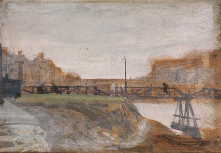Pietro Annigoni(Milano 1910 - Firenze 1988)VEDUTA DELLA PASSERELLA DEL PONTE...