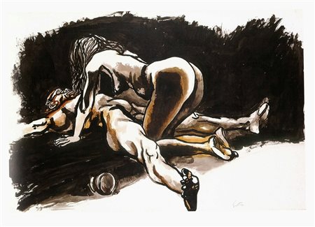 Renato Guttuso(Bagheria 1912 - Roma 1987)STUDIO PER LE FIGLIE DI LOTchina e...