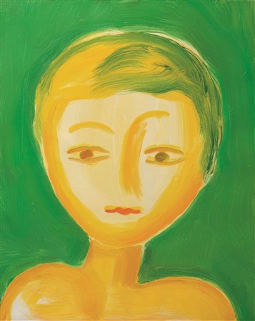 Virgilio Guidi(Roma 1891 - Venezia 1984)TESTA SU FONDO VERDEolio su tela, cm...