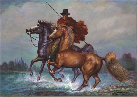 Giovan Francesco Gonzaga(Milano 1921 - 2007)IL GUADOolio su tela, cm...