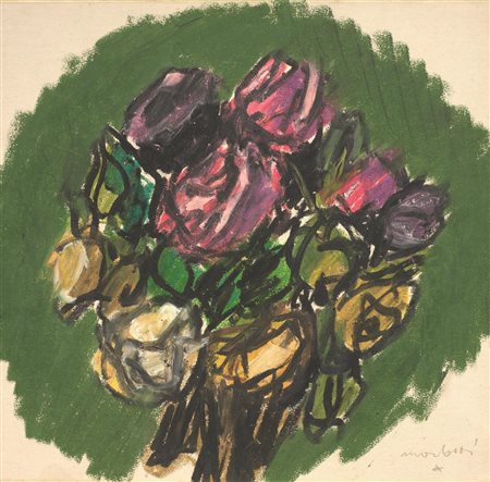 Ennio Morlotti(Lecco 1910 - Milano 1992)NATURA MORTA CON FIORIpastello su...