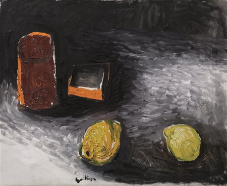 Renato Guttuso(Bagheria 1912 - Roma 1987)BARATTOLI E LIMONI olio su tela, cm...