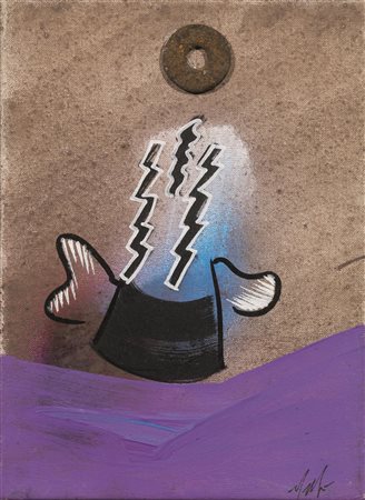 Sergio Dangelo(Milano 1932)IMMOBILE SULL'ONDAtecnica mista su tela, cm...