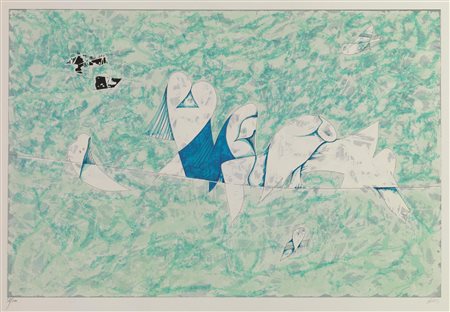 Gianni Dova(Roma 1925 - Milano 1991)SENZA TITOLOserigrafia su carta, cm...