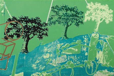 Mario Schifano(Homs 1934 - Roma 1998)SENZA TITOLOserigrafia su tela, cm...