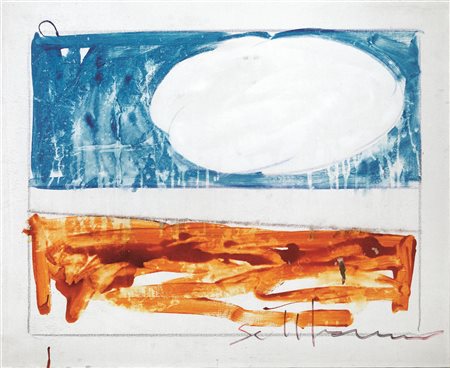 Mario Schifano(Homs 1934 - Roma 1998)PAESAGGIO ANEMICOsmalto su tela, cm...