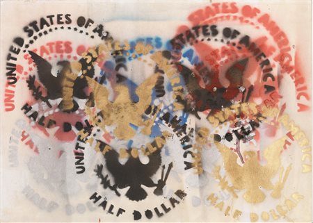 Franco Angeli(Roma 1935 - 1988)SENZA TITOLOsmalto su carta, cm...