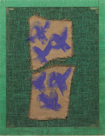 Salvatore Emblema(Terzigno 1929 - 2006)SENZA TITOLOterra colorata su tela, cm...