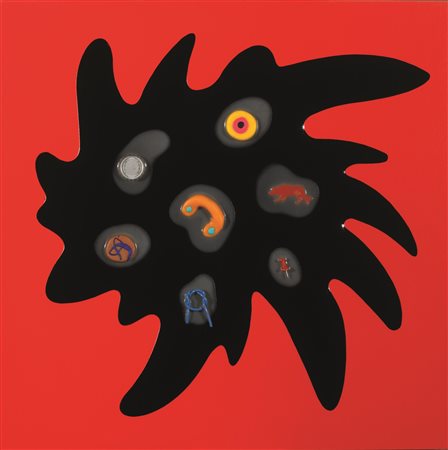 Renzo Nucara(Crema 1955)BANG 10-37legno, carta, colore serigrafico, resine,...