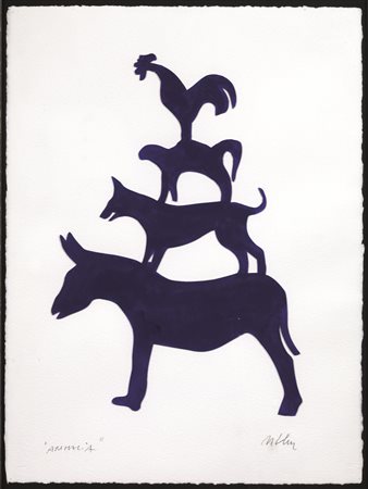 Marco Lodola(Dorno 1955)ANIMALIApennafeltro e lapis su carta, cm 77x58firmato...