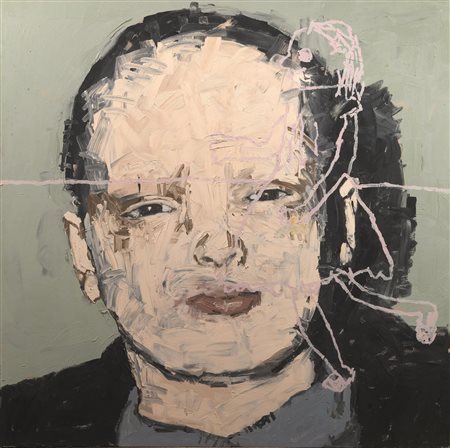 Ryan Mendoza(New York 1971)JACK AND JILLolio su tela, cm 180x180sul retro:...