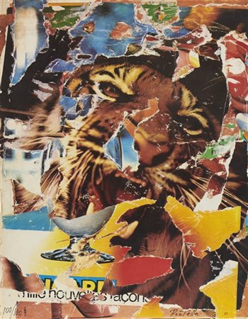 Mimmo Rotella "La tigre moderna" 
collage multiplo
cm 100x78
Firmato e numerato