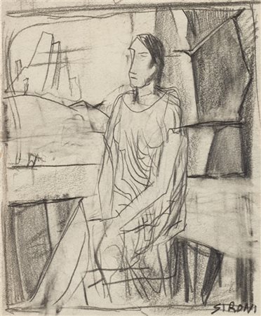 Mario Sironi "Composizione con figura" 1924 circa
matita su carta
cm 10,8x8,9
Fi