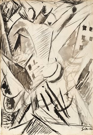Mario Sironi "Composizione futurista" 1916 circa
china e tecnica mista su carta