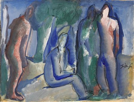 Mario Sironi "Composizione con figure e alberi" 1932 circa
tempera e tecnica mis