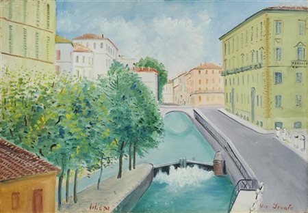 Umberto Lilloni "Via Senato" 1952
olio su cartone telato
cm 45,5x66
Firmato e ti