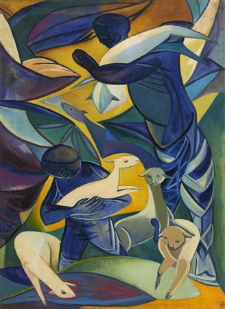 Remo Brindisi "Pastori in montagna" 1950
olio su tela
cm 101x70,5
Firmato, titol