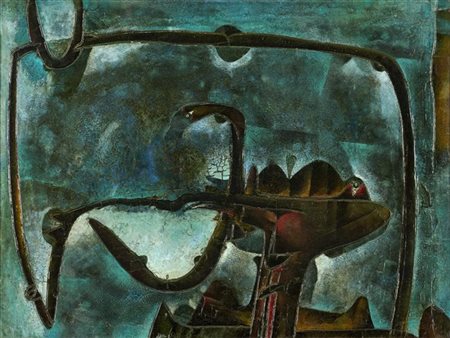 Gianni Dova "Boomerang" 1958
smalto su tela
cm 59x79
Firmato in basso al centro