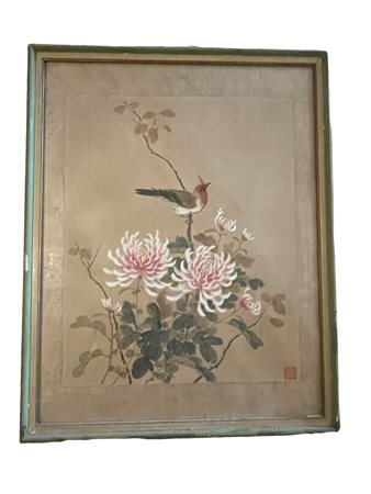  
Volatile e fiori XX secolo
tempera su seta 55 x 34,5 cm