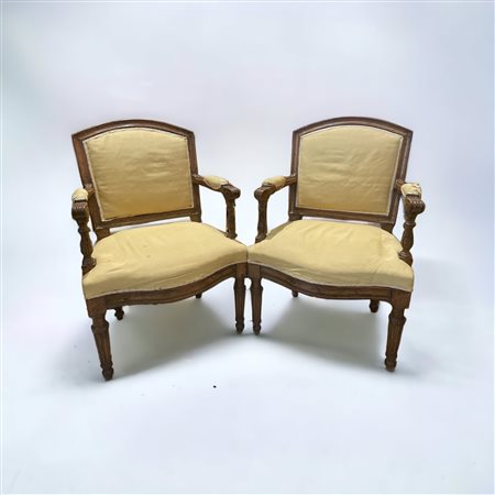 
Coppia di poltrone Manifattura Piemontese, fine XVIII secolo
 93 x 56 x 56cm