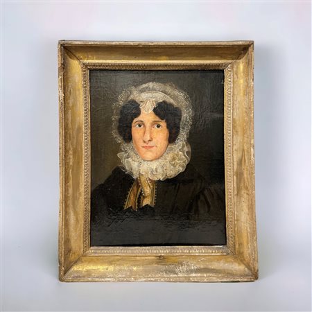 Ludwig Krevel (ambito di) (1801 - 1876) 
Ritratto di gentildonna (forse Anna Maria Neumann) prima metà del XIX secolo
olio su tela 50,5 x 40 cm