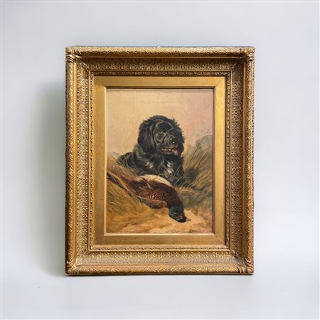  
Coppia di dipinti raffiguranti "Cane con cacciagione" seconda metà el XIX secolo
olio su tela cm 40 x 30 