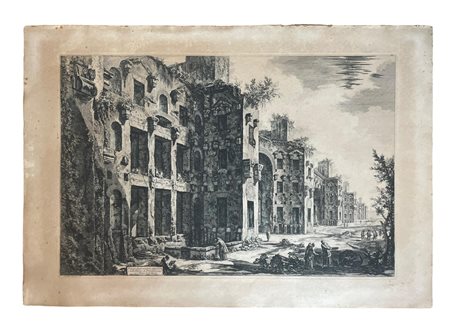 Giovanni Battista  Piranesi (1720 - 1778) 
Veduta degli avanzi superiori delle Terme di Diocleziano a Santa Maria degli Angeli XIX secolo
acquaforte e bulino 
