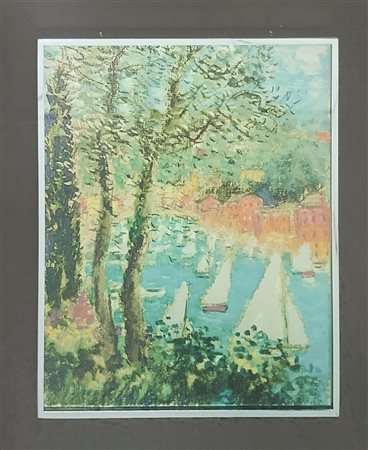 Michele Cascella (Ortona 1892-Milano 1989)  - Porto con barche