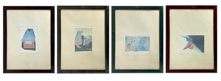 Peter Dischleit (1940-1993)  - N. 4 litografie raffiguranti paesaggi astratti, 1981