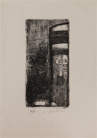 Luigi Bartolini (Cupramontana 1892-Roma 1963)  - Vicolo con lampione