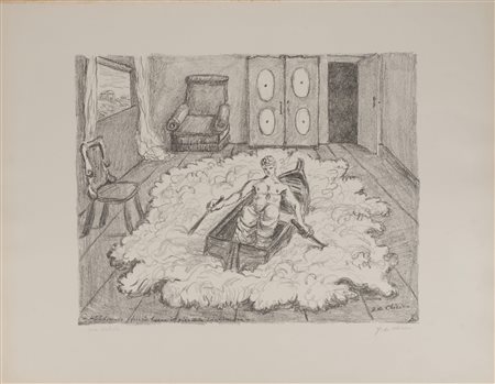 Giorgio de Chirico (Volos 1888-Roma 1978)  - Ebdomero fece in barca il giro della sua stanza, 1968