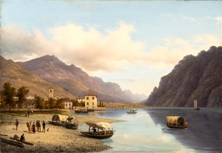 GIUSEPPE CANELLA (Verona 1788-Firenze 1847), Paesaggio lagunare con barche