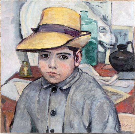 BACCIO MARIA BACCI (Firenze 1888-1974), Ritratto di bambino con cappello di paglia