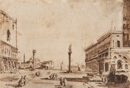 Seguace di Francesco Guardi - Venezia, veduta di Piazza San Marco verso San Giorgio Maggiore